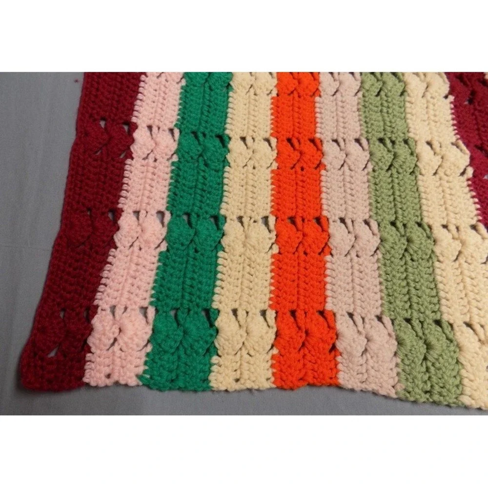 Vintage Striped Grannycore Afghan 47